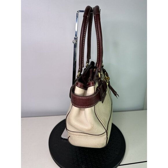 VTG Coach Hamptons Ivory / Maroon Pebbled Leather Bag - Picture 2 of 9